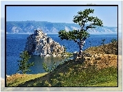 Jezioro, Góry, Skała, Drzewo