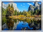 Stany Zjednoczone, Stan Kalifornia, Park Narodowy Yosemite, Rzeka, Góry, Drzewa