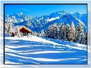 Zima, Góry, Las, Domek