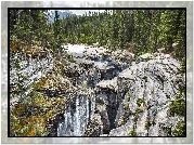 Kanada, Prowincja Alberta, Park Narodowy Banff, Góry, Las, Mistaya Canyon, Rzeka