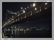 Noc, Podświetlany, Most, Rzeka