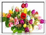 Kolorowe, Tulipany, Pisanki, Wielkanoc