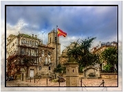 Hiszpania, La Coruna, Miasto, Flaga, Armaty