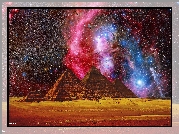 Noc, Piramidy, Galaktyka, Kosmos, Gwiazdy