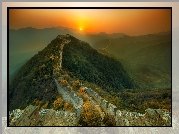 Góra, Zachód, Słońca, Mur chiński, Chiny