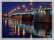 Rzeka, Newa, Most, Petersburg, Nocą