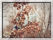 Kobieta, Blondynka, Las