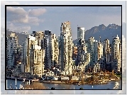 Góry, Panorama, Vancouver, Morze, Przebijające, Światło