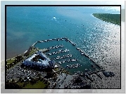 Ocean, Przystań, Widok, z, Lotu Ptaka