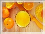 pomarańcze, sok, nóż