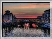 Włochy, Florencja, Most, Ponte Vecchio, Noc