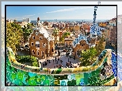 Barcelona, Modernistyczne, Budynki, Projektu, Gaudiego, Panorama, Miasta