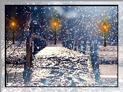 Park, Latarnie, Most, Śnieg