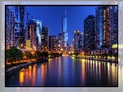 Chicago, Noc, Rzeka, Wieżowce