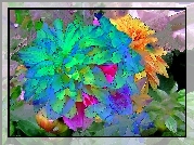 Kwiaty, Kolorowe, Fractalius