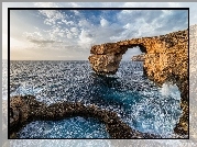 Malta, Wybrzeże, Wyspa Gozo, Morze, Skały, Most, Skalny