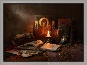 Ikona, Książki, Świeca, Religijna