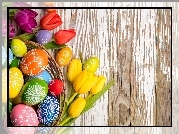 Wielkanoc, Kompozycja, Tulipany, Pisanki