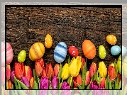 Wielkanoc, Dekoracja, Pisanki, Tulipany