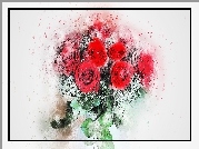 Róże, Bukiet, Paintography