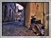 Stary, Skuter Piaggio, Ulica, Domy, HDR