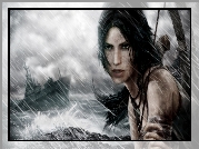 Lara, Croft, Deszcz, Statek, Tomb, Raider