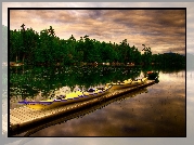 Jezioro, Łódki, Pomost, HDR