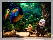 Film animowany, Up, Odlot, Dziadek Carl Fredricksen, Skaut Russell, Ptak Stefan