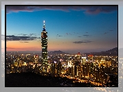 Tajwan, Taipei, Drapacze Chmur, Miasto nocą
