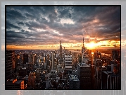 Nowy Jork, Manhattan, Drapacze chmur, Zachód słońca