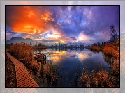 Jezioro, Odbicie, Chmury