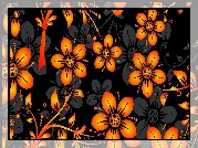 Abstrakcja, Pomarańczowe, Kwiaty
