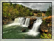 Stany Zjednoczone, Stan Alabama, Little River Canyon National Preserve, Most, Wodospad Little River Falls, Rzeka, Las