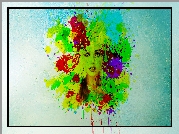 Grafika, Paintography,  Dziewczyna, Twarz, Farby