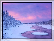 Zima, Finlandia, Laponia Rzeka