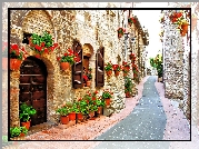 Domy, Ulica, Kwiaty, Włochy