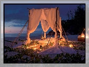 Morze, Plaża, Namiot, Romantyczny, Wieczór
