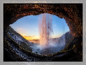 Islandia, Wodospad Seljalandsfoss, Skała