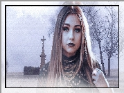 Dziewczyna, Kapliczka, Drzewa, Fractalius