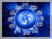 Kosmos, Planety, Znaki, Zodiaku, Grafika