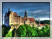 Zamek, Sigmaringen, Niemcy, HDR