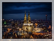 Niemcy, Kolonia, Katedra, Miasto nocą