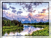 Stany Zjednoczone, Stan Wyoming, Park Narodowy Grand Teton, Rzeka Snake River, Góry