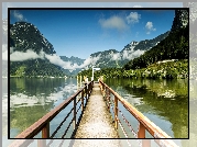 Jezioro Hallstättersee, Hallstatt, Austria, Góry, Molo