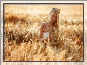 Kobieta, Blondynka, Zboże