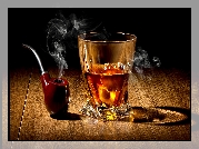 Whisky, Szklanka, Fajka, Dym