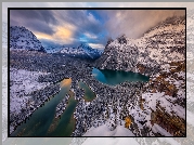 Kanada, Kolumbia Brytyjska, Park Narodowy Yoho, Jezioro Mary Lake, Jezioro Lake OHara, Góry, Zima