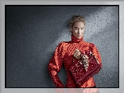 Kobieta, Jennifer Lawrence, Czerwona, Torebka, Christian Dior, Chustka