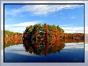 Stany Zjednoczone, Stan Massachusetts, Walpole, jezioro Turner Pond,  Drzewa, Jesień