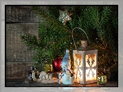 Boże Narodzenie, Dekoracja, Świąteczna, Lampion, Figurka, Bałwanek, Stroik, Bombka, Sanki